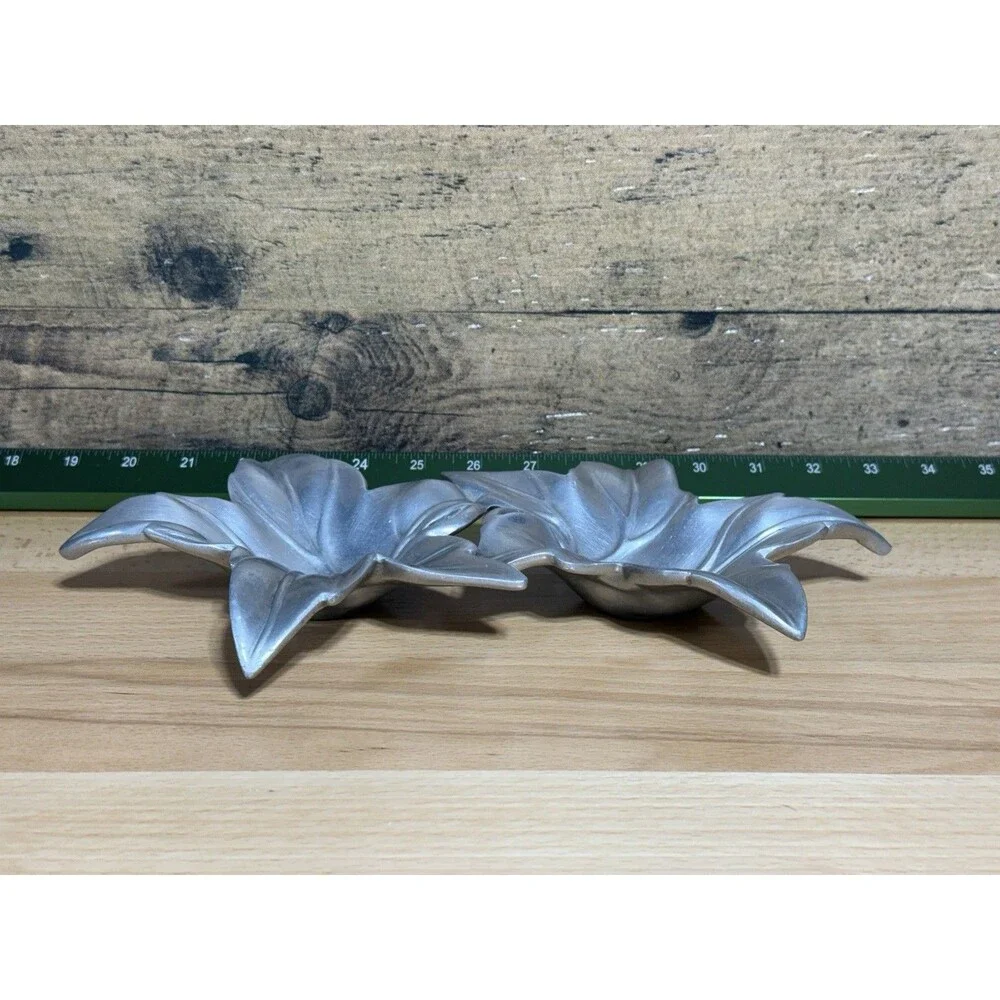 🔥 RARE Vtg Bruce Fox Designs Pewter Signed Double Leaves 12”x7”